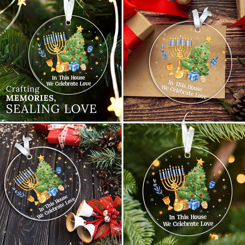 HEXMOZ Hanukkah Gifts - Hanukkah Ornaments for Tree, Jewish Ornaments, Chanukkah Christmas Ornament - Jewish for Women, Men, Adults - Acrylic 2025 Ornament Decoration for Home - Image 4